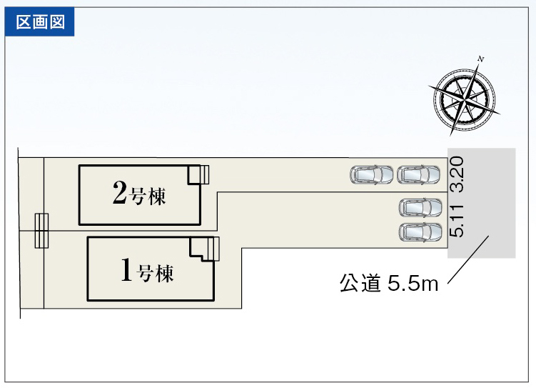 清水区西大曲町建売住宅1号棟の区画図です